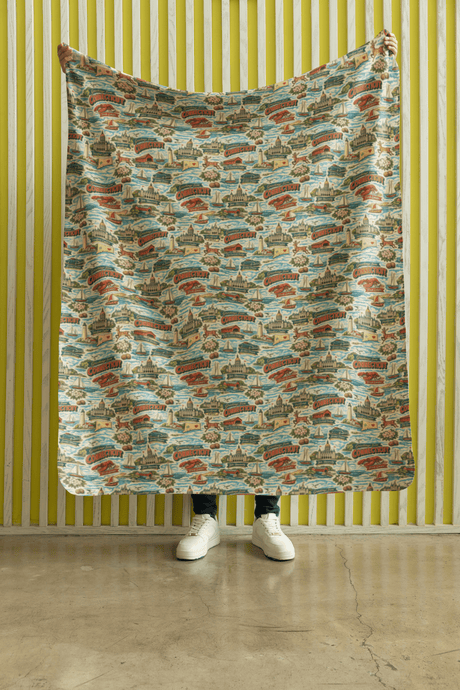 Connecticut Postcard Memories Sherpa Blanket - London Penny Gift Wrap