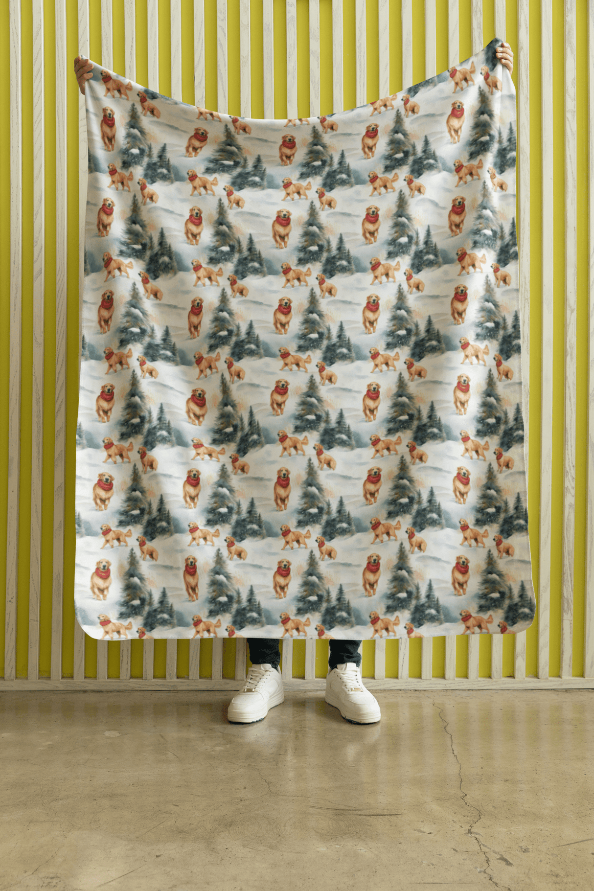 Golden Flurries Sherpa Blanket - London Penny Gift Wrap