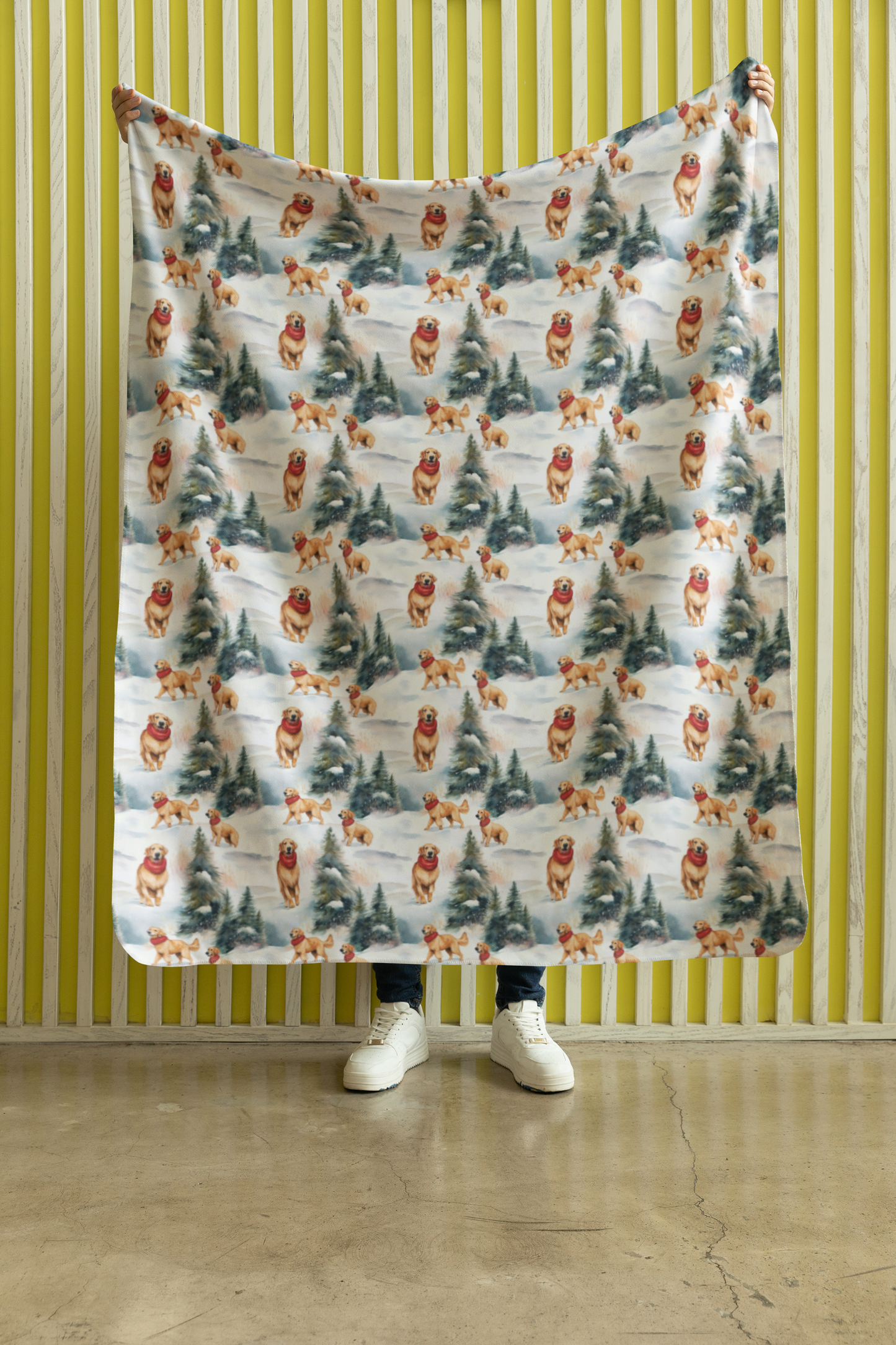 Golden Flurries Sherpa Blanket