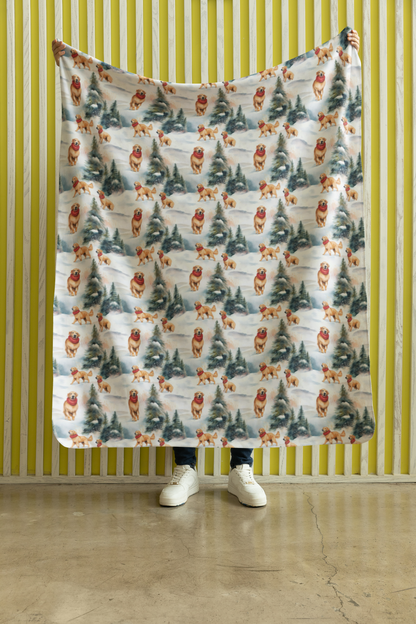 Golden Flurries Sherpa Blanket