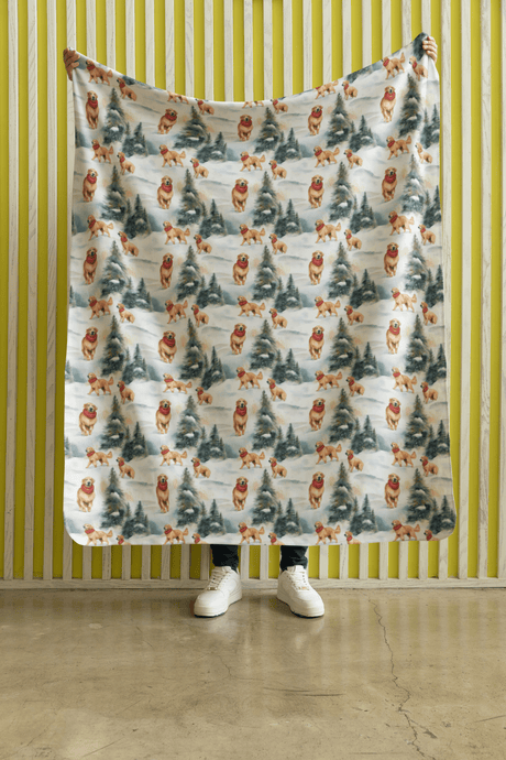 Golden Flurries Sherpa Blanket - London Penny Gift Wrap