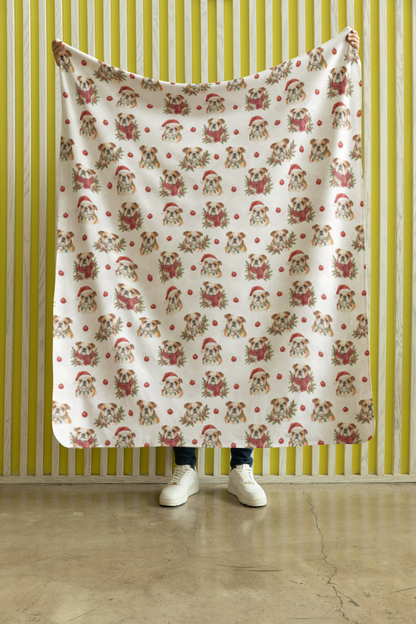 Bulldog Christmas Charm Sherpa Blanket