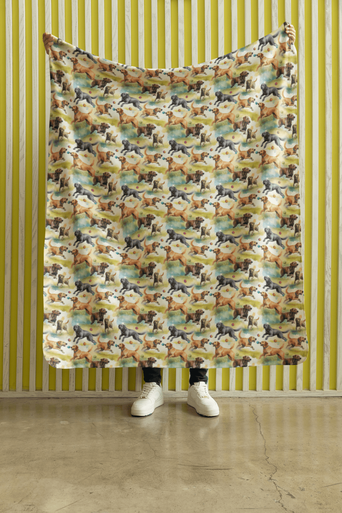 Lab's Bounding Pounce Sherpa Blanket - London Penny Gift Wrap