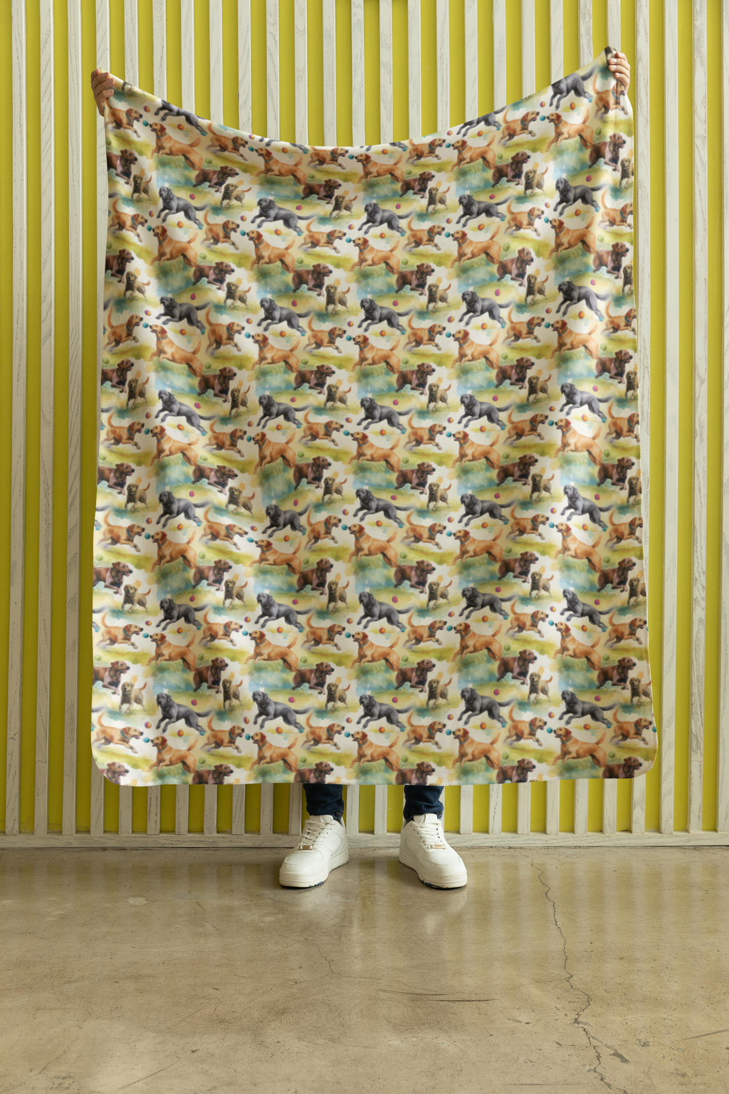 Lab's Bounding Pounce Sherpa Blanket