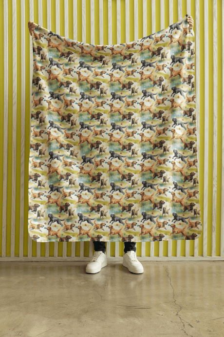 Lab's Bounding Pounce Sherpa Blanket - London Penny Gift Wrap