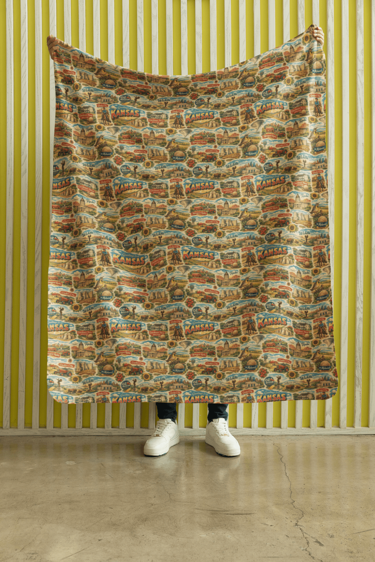 Kansas Postcard Memories Sherpa Blanket - London Penny Gift Wrap