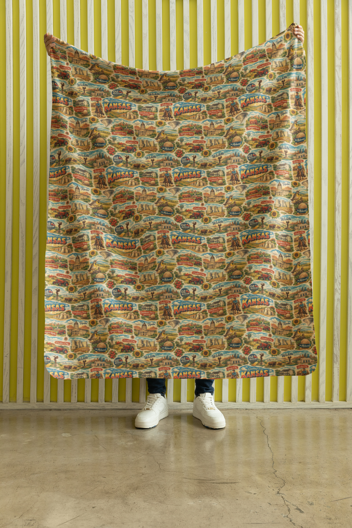 Kansas Postcard Memories Sherpa Blanket