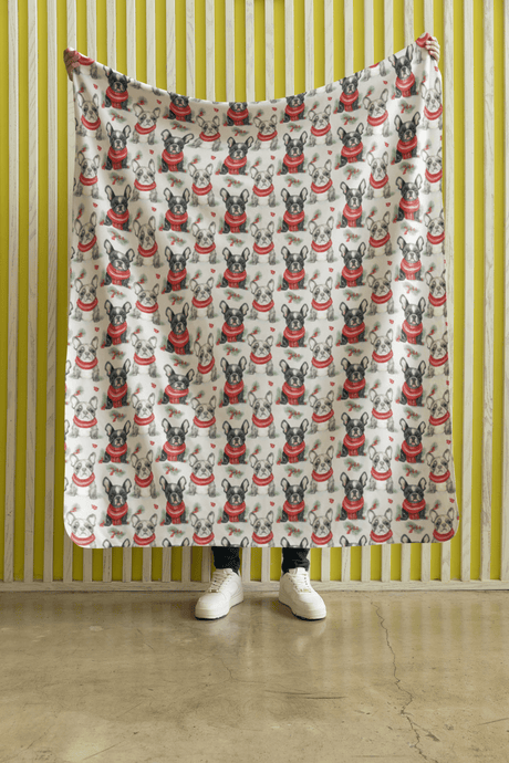 Frosty Frenchies Sherpa Blanket - London Penny Gift Wrap