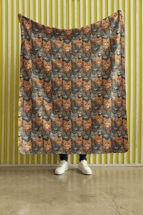 Tiny Tabby Cat Tumbles Sherpa Blanket - London Penny Gift Wrap