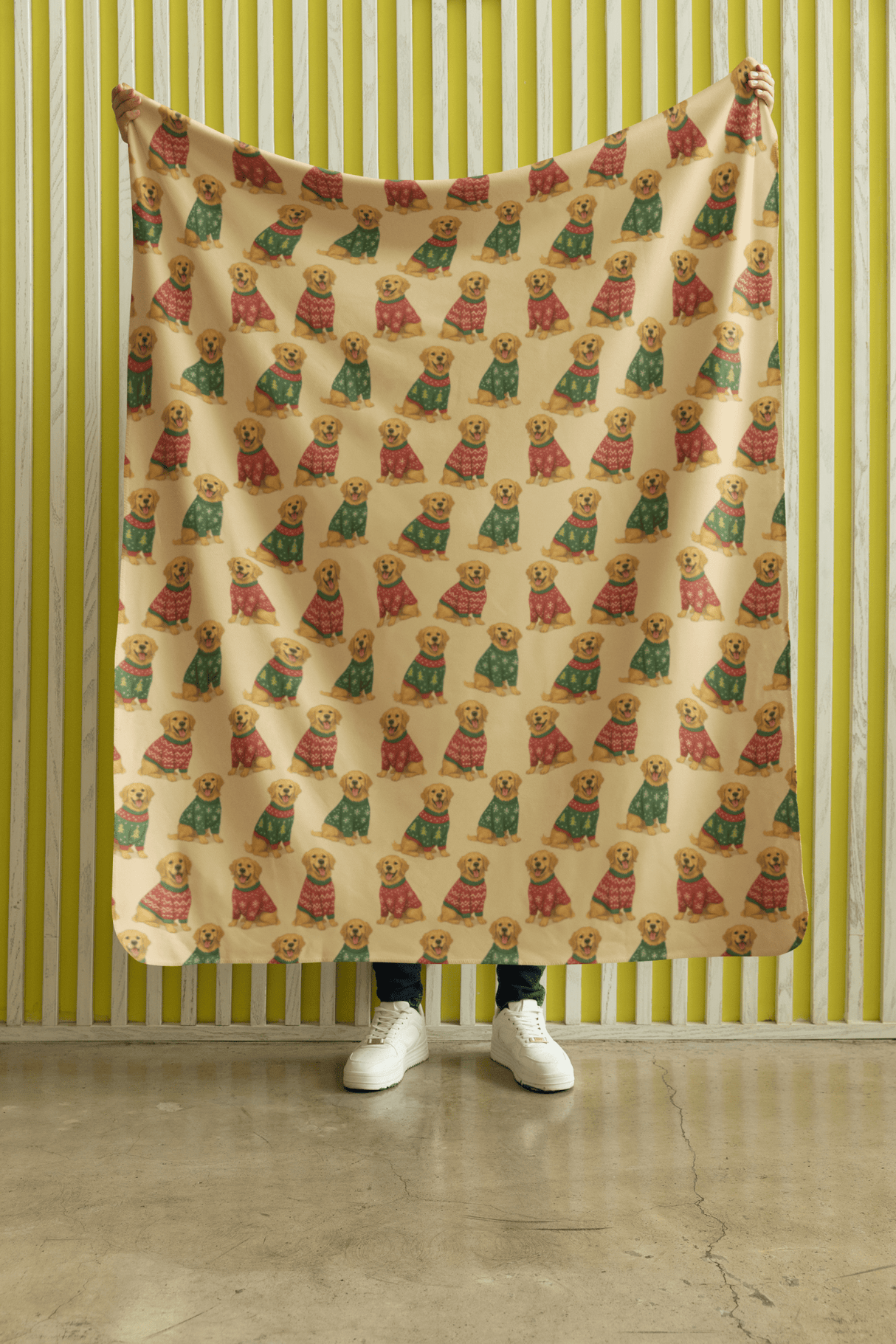 Golden Sweater Party Sherpa Blanket - London Penny Gift Wrap