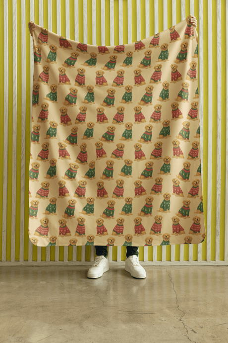 Golden Sweater Party Sherpa Blanket - London Penny Gift Wrap