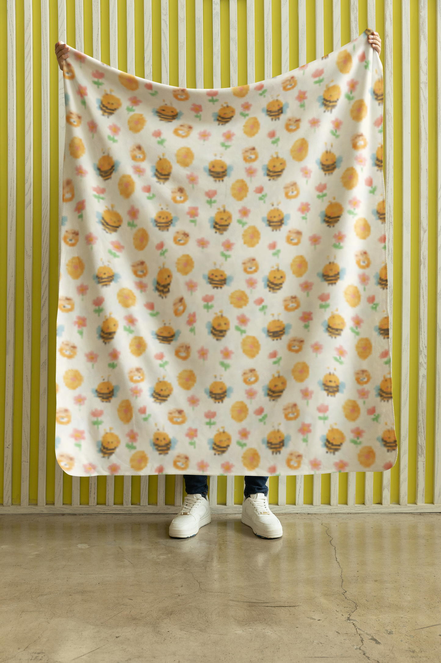 Happy Honeybees Sherpa Blanket