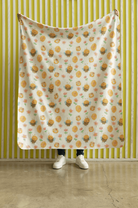 Happy Honeybees Sherpa Blanket - London Penny Gift Wrap
