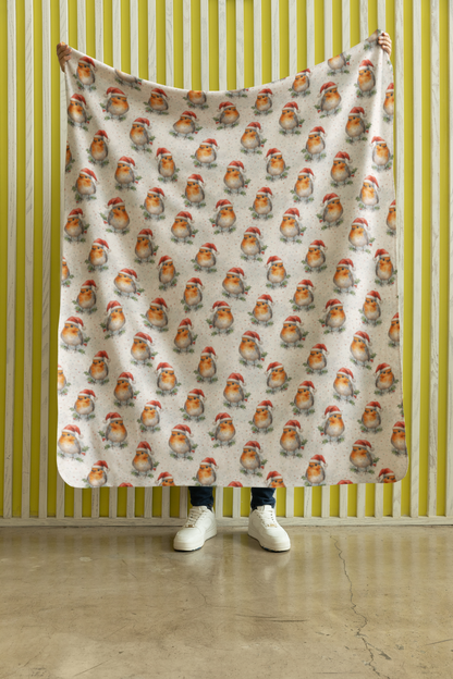 Winterberry Robins Sherpa Blanket
