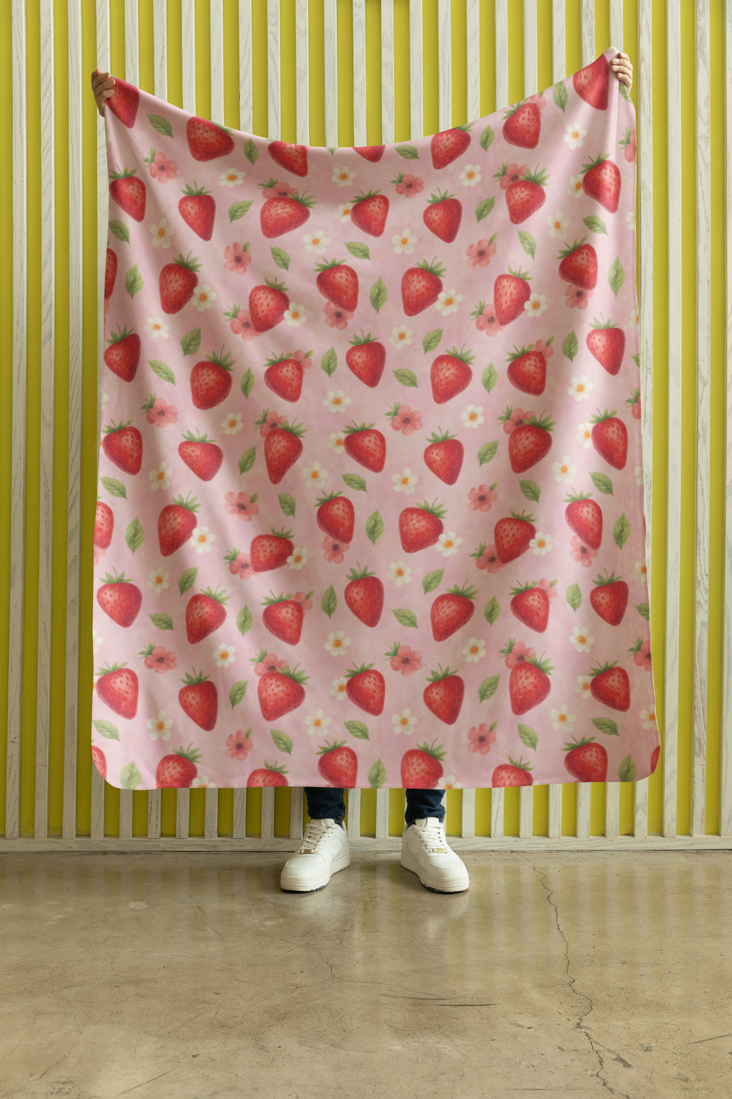 Sweet Strawberries Sherpa Blanket