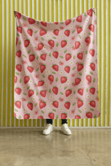 Sweet Strawberries Sherpa Blanket - London Penny Gift Wrap