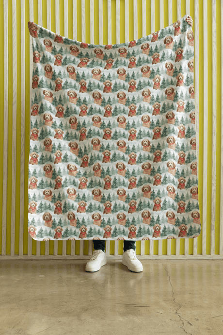 Golden Doodle Flurries Sherpa Blanket - London Penny Gift Wrap