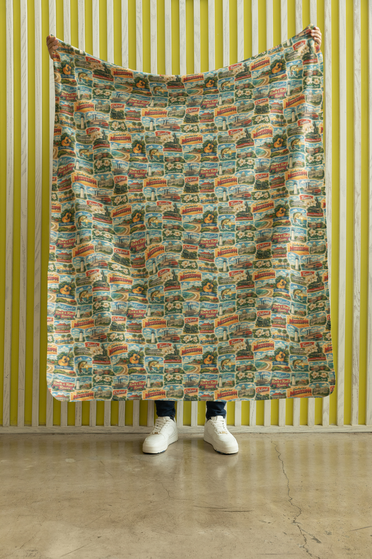 Mississippi Postcard Memories Sherpa Blanket