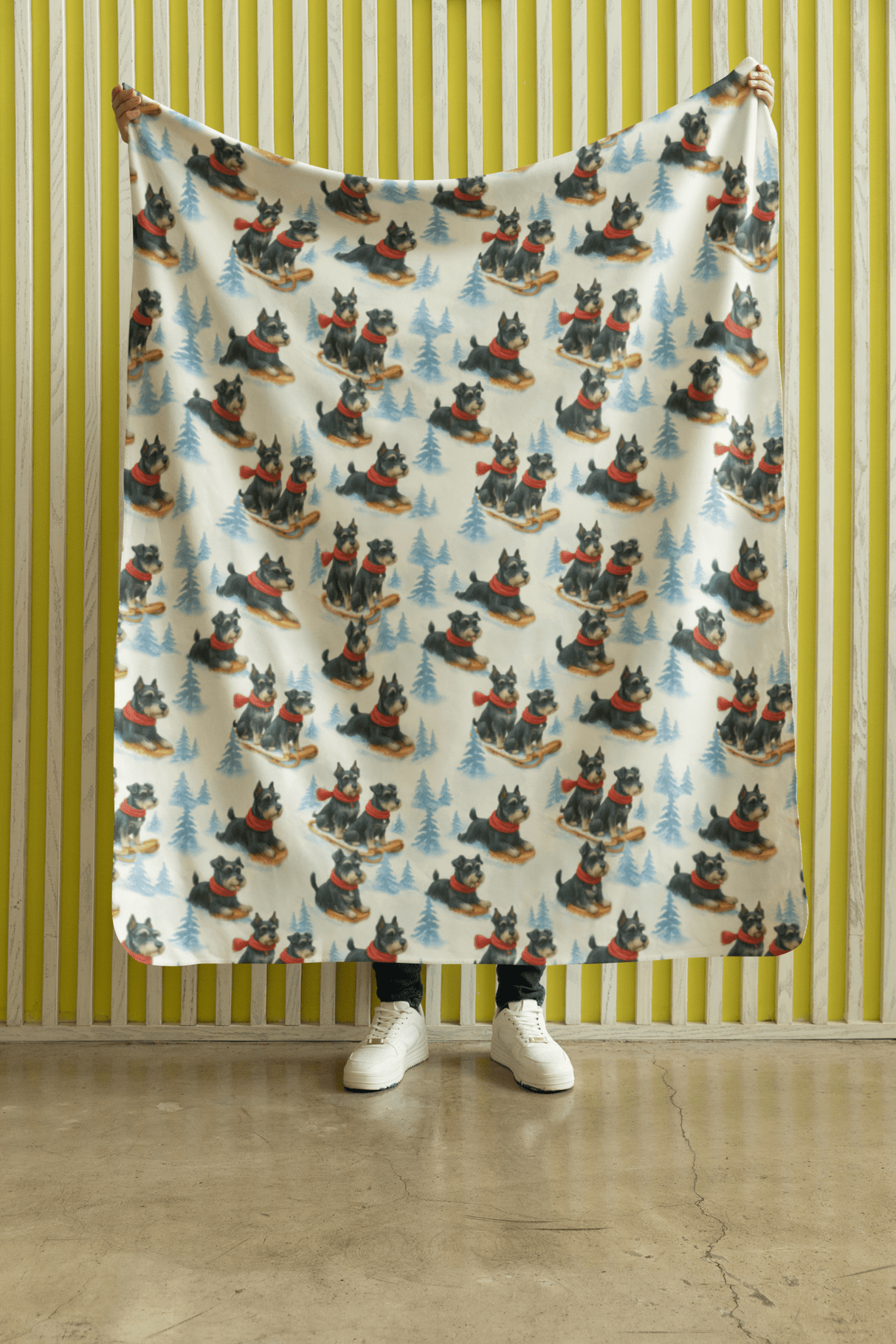Snowy Trails, Schnauzer Tales Sherpa Blanket - London Penny Gift Wrap