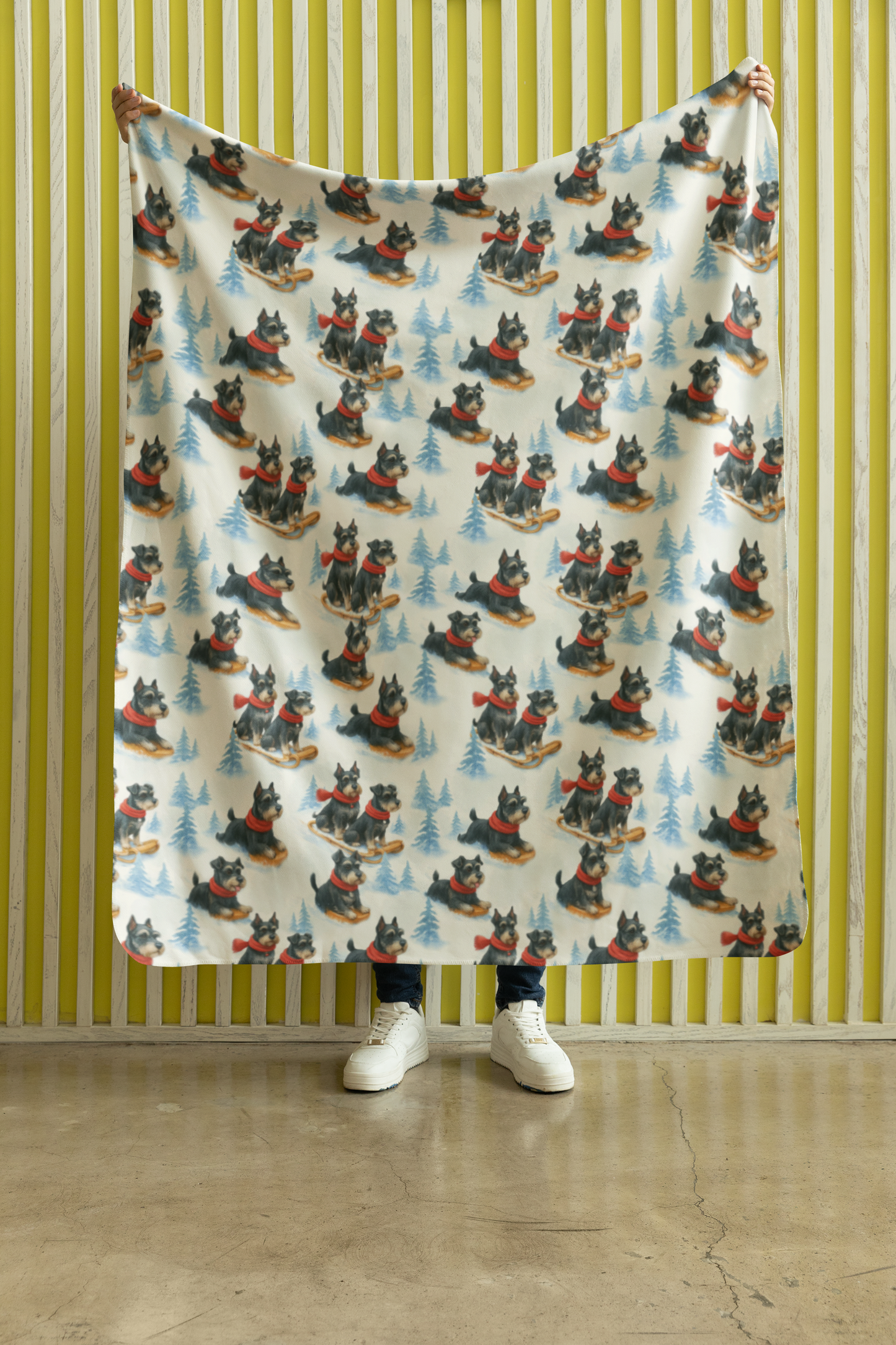 Snowy Trails, Schnauzer Tales Sherpa Blanket