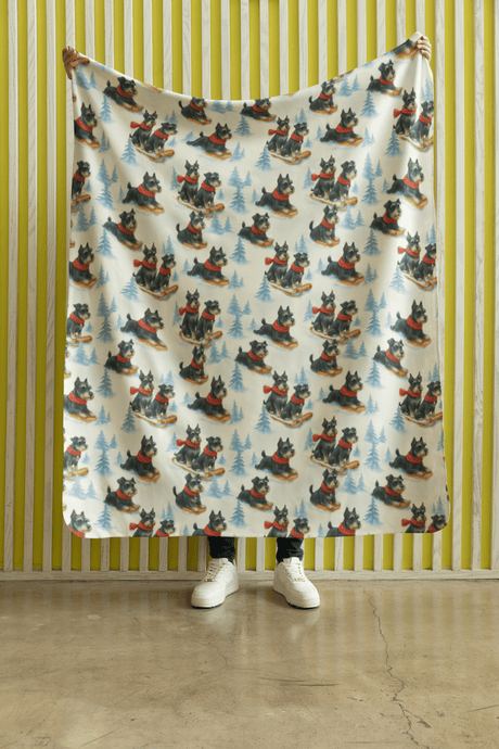 Snowy Trails, Schnauzer Tales Sherpa Blanket - London Penny Gift Wrap