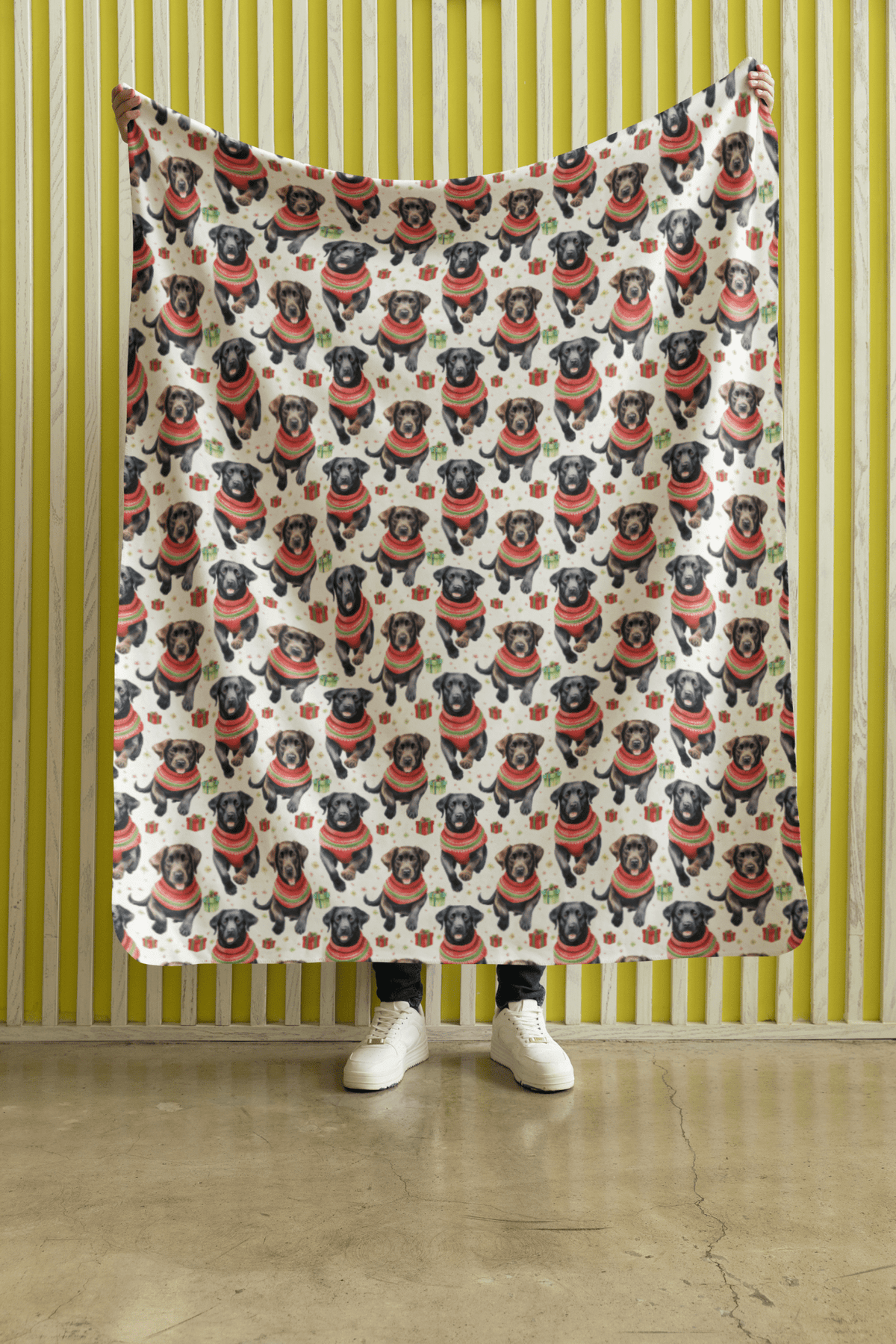 Labrador Holiday Sweaters Sherpa Blanket - London Penny Gift Wrap