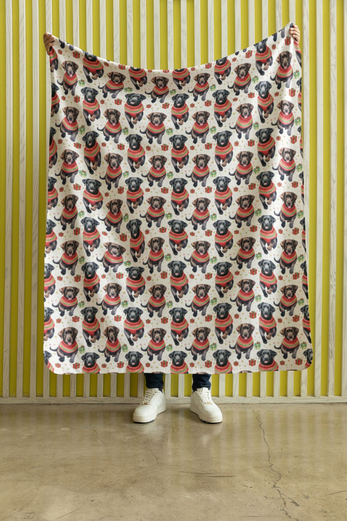 Labrador Holiday Sweaters Sherpa Blanket