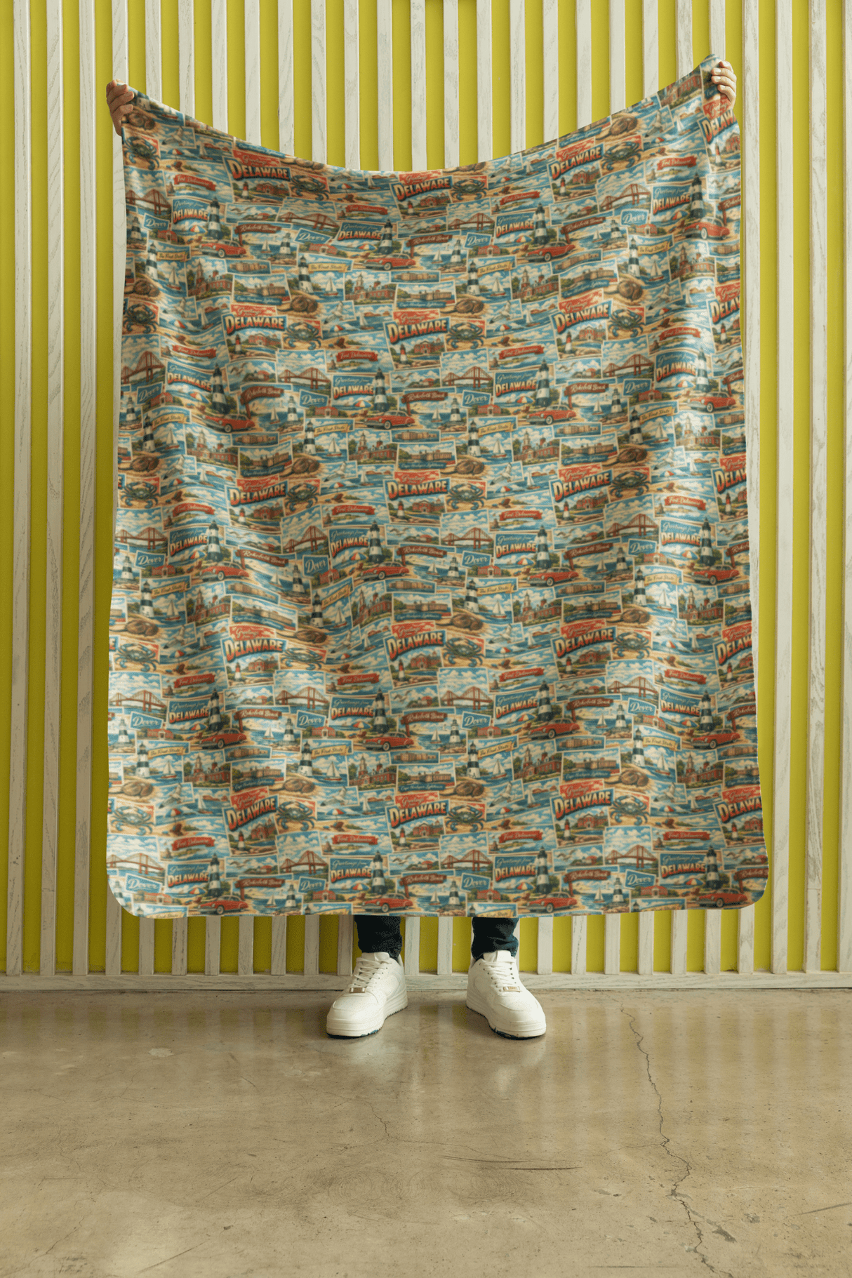 Delaware Postcard Memories Sherpa Blanket - London Penny Gift Wrap