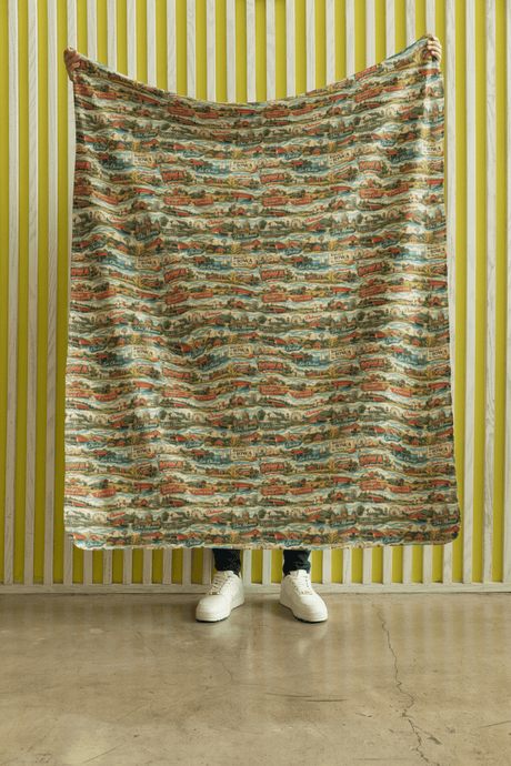 Iowa Postcard Memories Sherpa Blanket - London Penny Gift Wrap