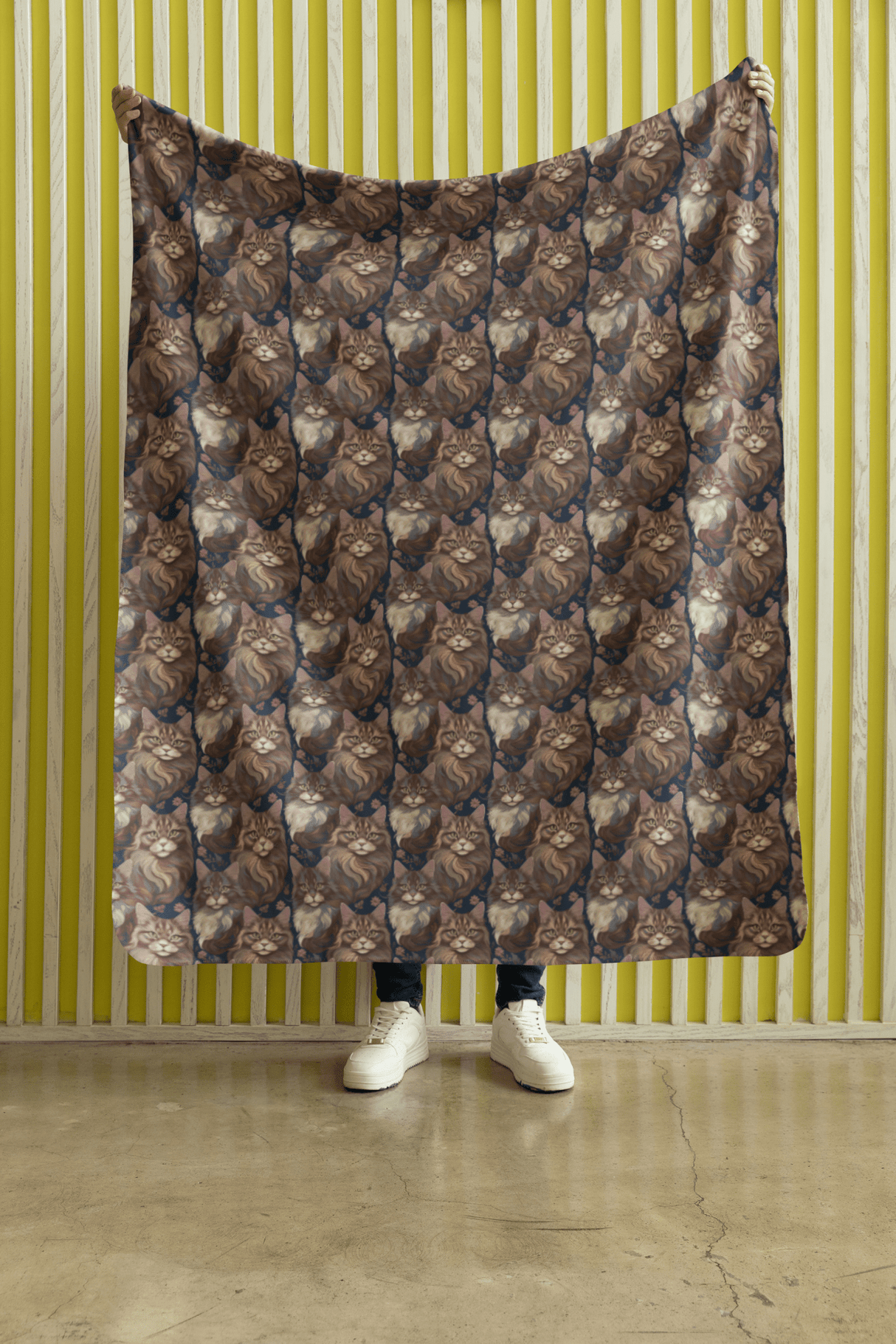 Purrfectly Maine Coon Cat Sherpa Blanket - London Penny Gift Wrap