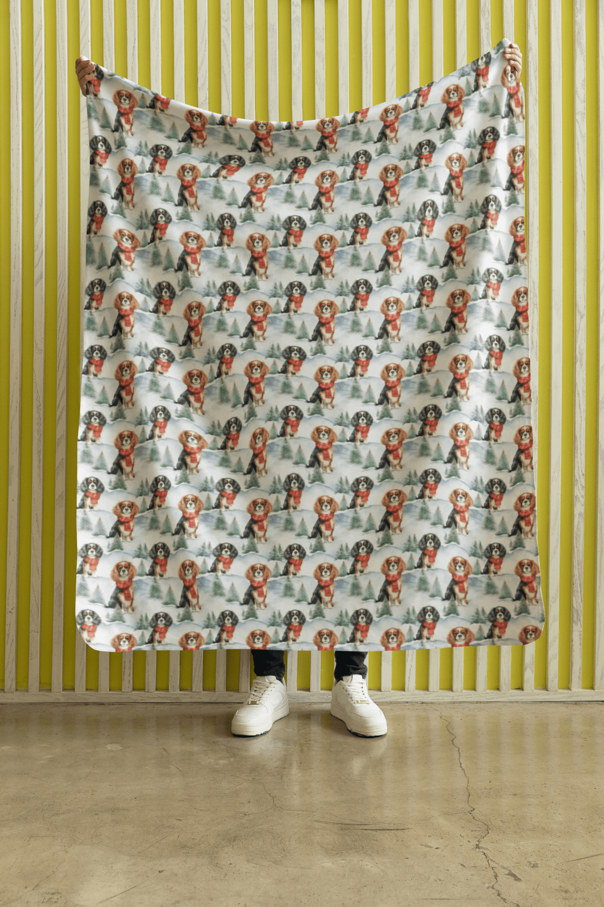 Cavalier King Christmas Sherpa Blanket - London Penny Gift Wrap