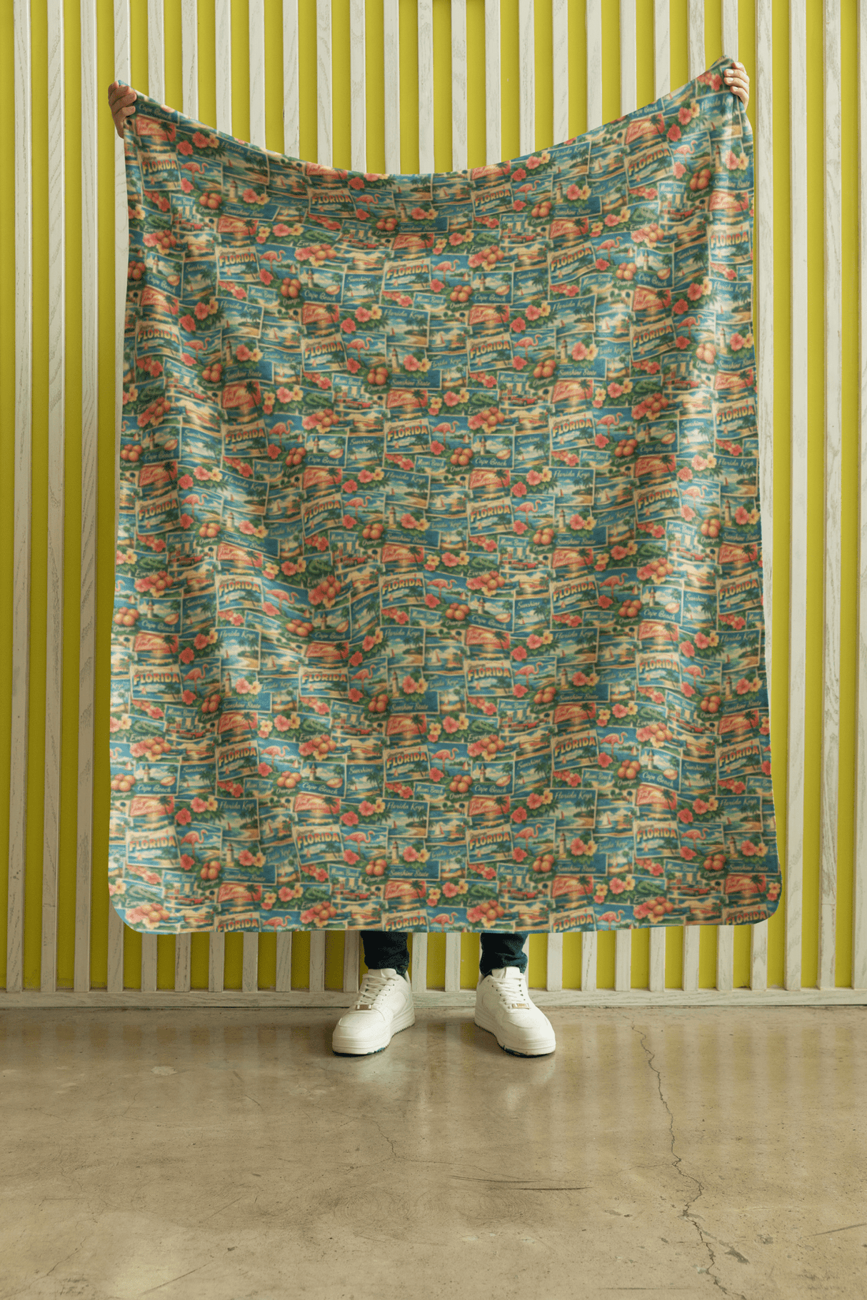Florida Postcard Memories Sherpa Blanket - London Penny Gift Wrap
