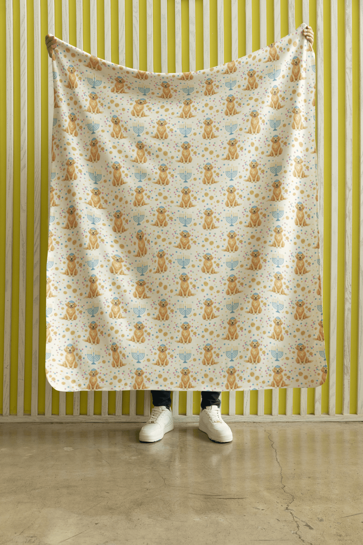 Golden Hanukkah Joy Sherpa Blanket - London Penny Gift Wrap