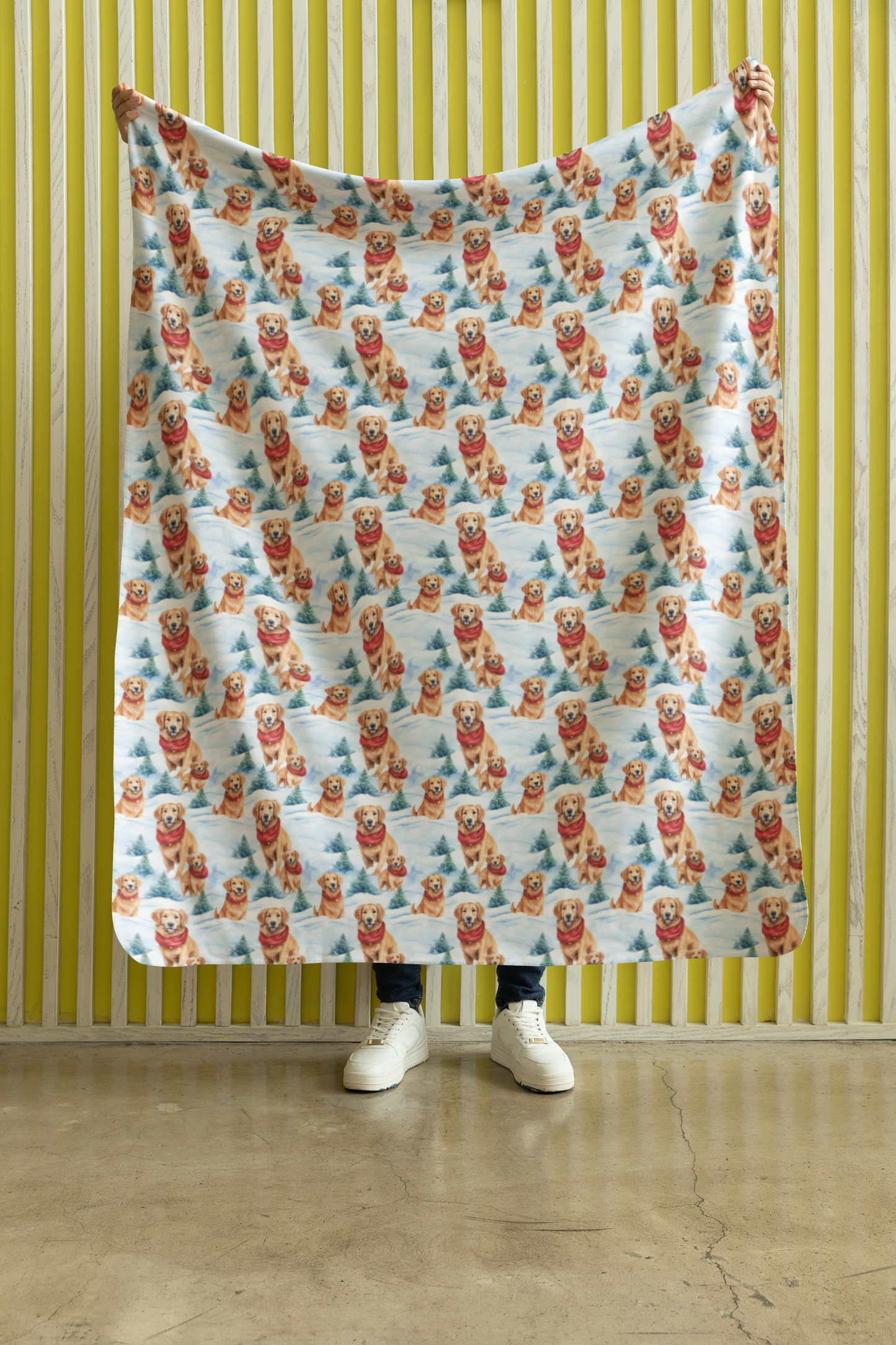 Snowbound Goldens Sherpa Blanket