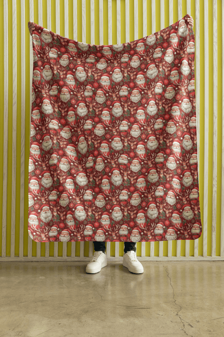 Holiday Hoopla with Santa Sherpa Blanket - London Penny Gift Wrap