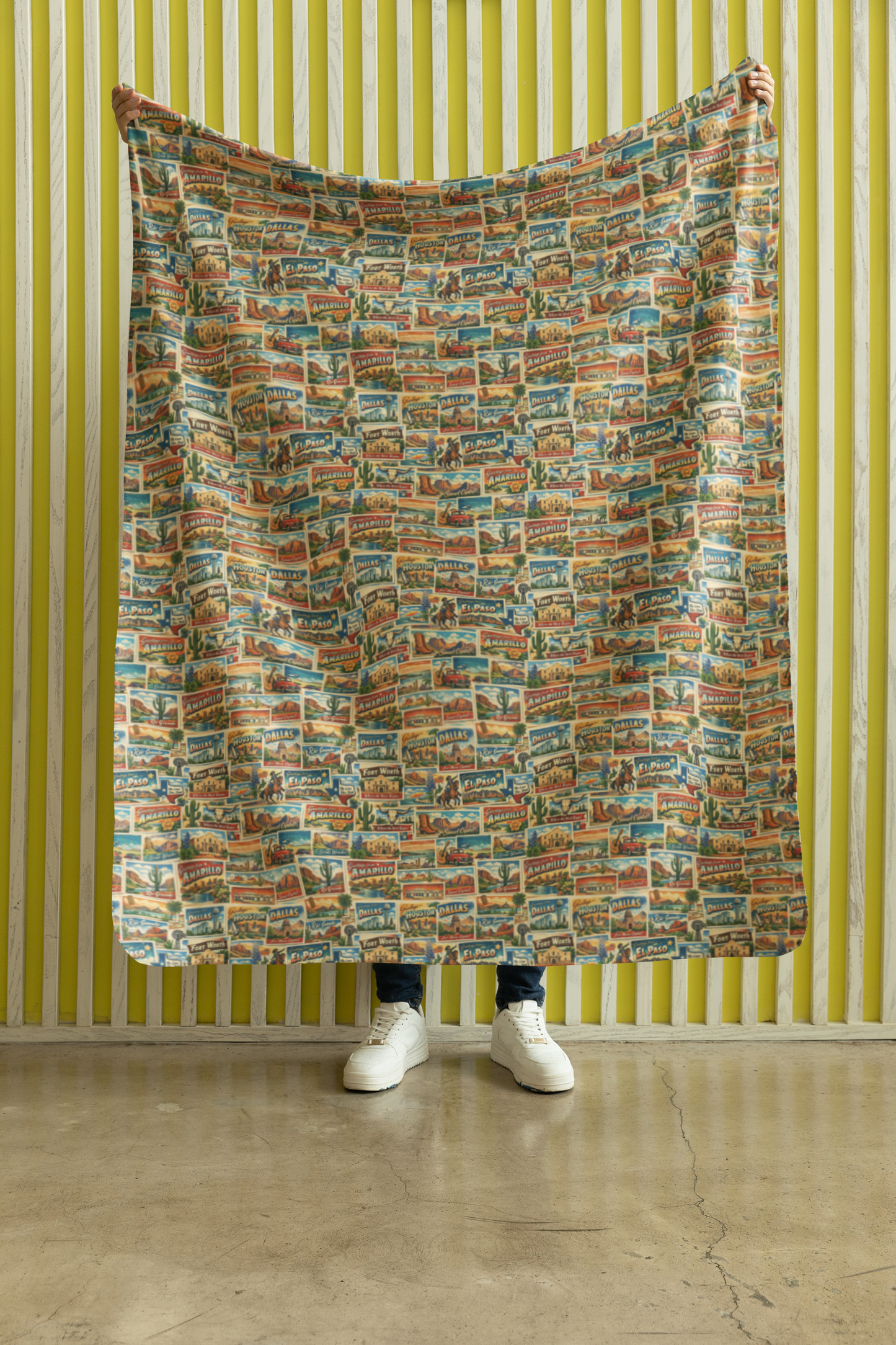 Texas Postcard Memories Sherpa Blanket