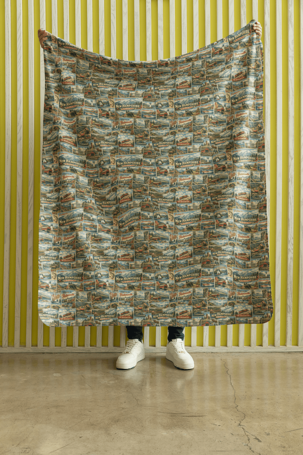 New Hampshire Postcard Memories Sherpa Blanket - London Penny Gift Wrap