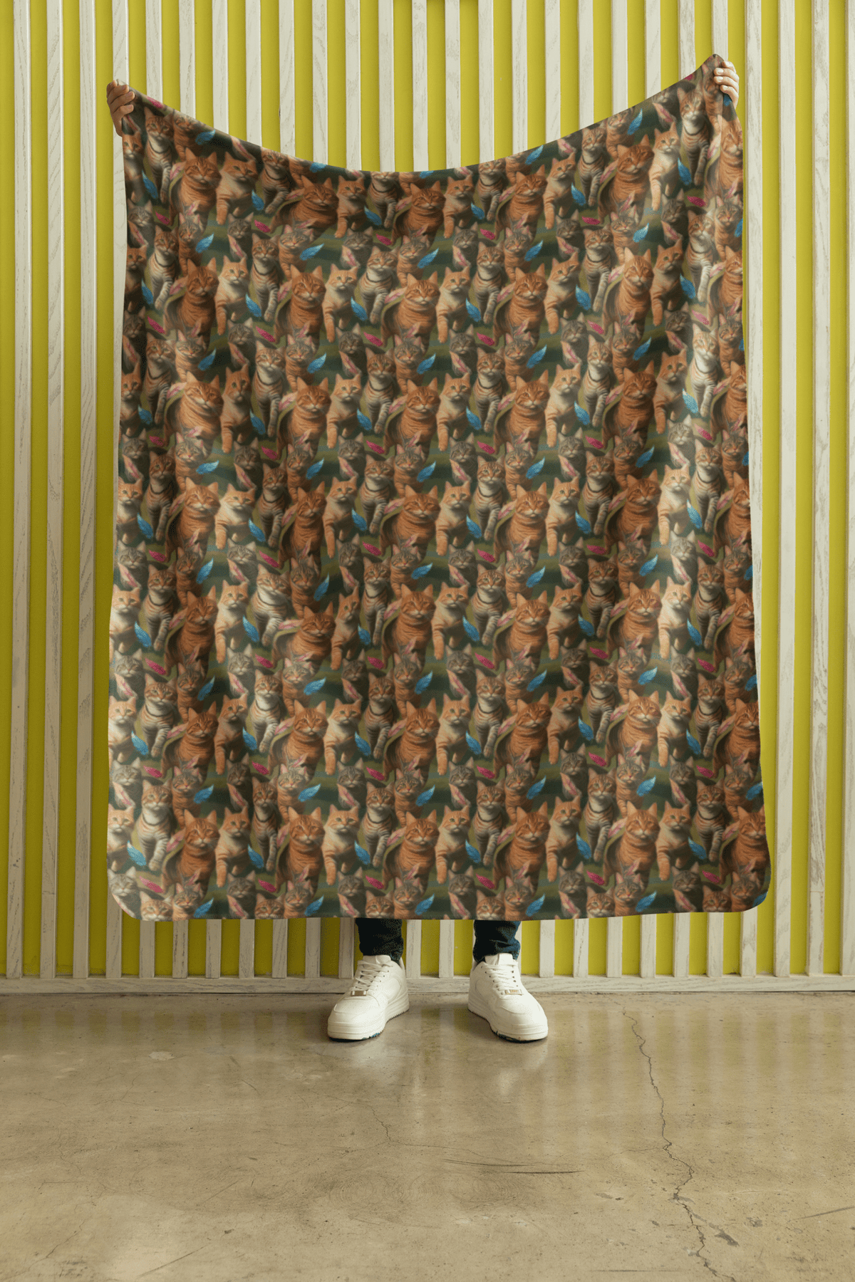 Tabby Cat Chasing Sherpa Blanket - London Penny Gift Wrap