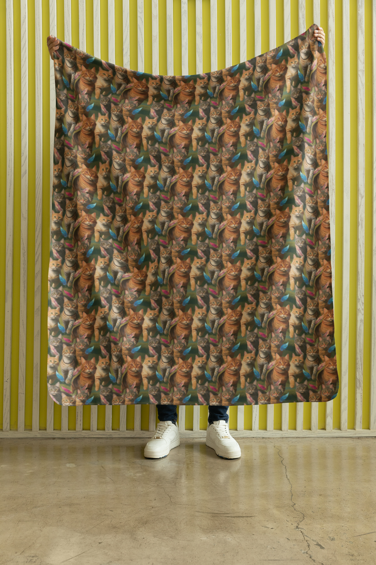 Tabby Cat Chasing Sherpa Blanket