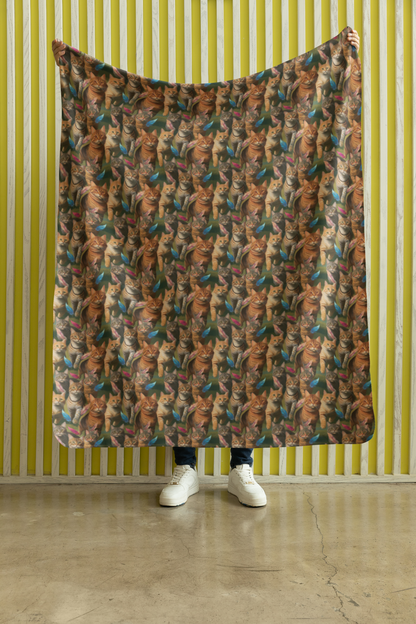Tabby Cat Chasing Sherpa Blanket