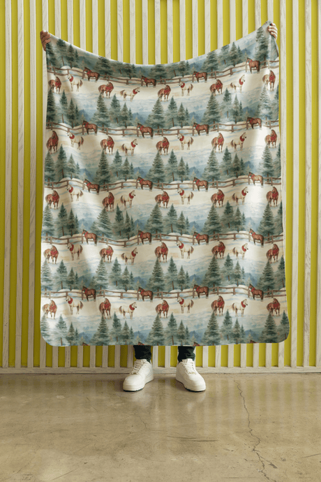 Evergreen Equestrian Sherpa Blanket - London Penny Gift Wrap