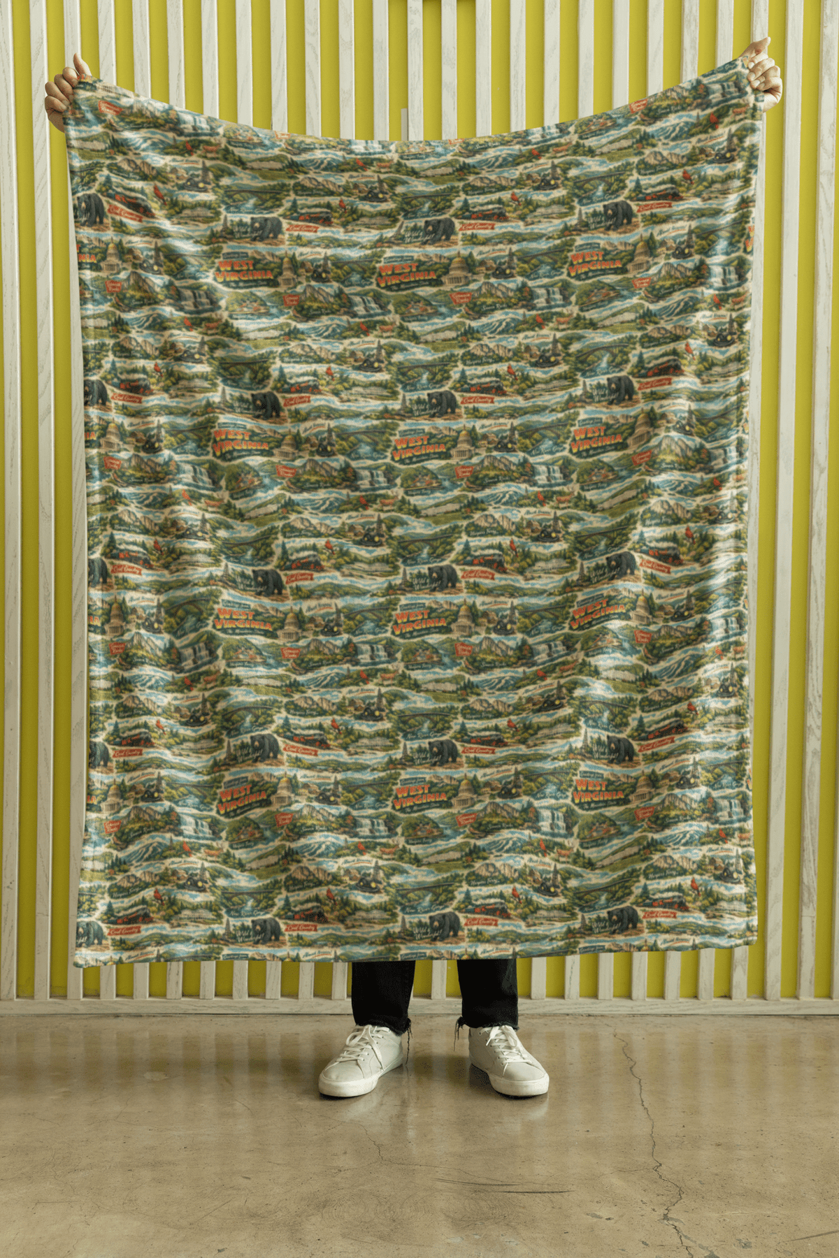 West Virginia Postcard Memories Sherpa Blanket - London Penny Gift Wrap