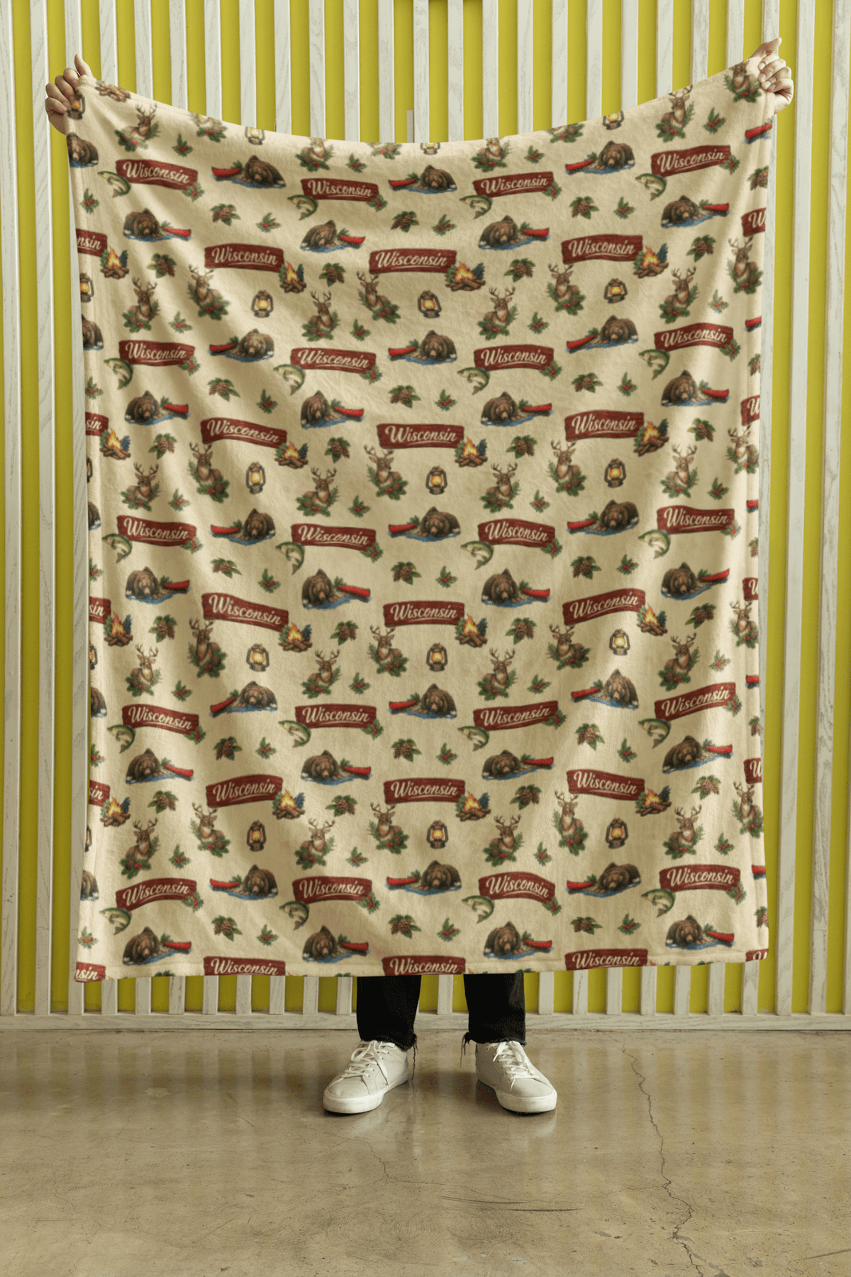 Wisconsin Northwoods Cabin Sherpa Blanket - London Penny Gift Wrap
