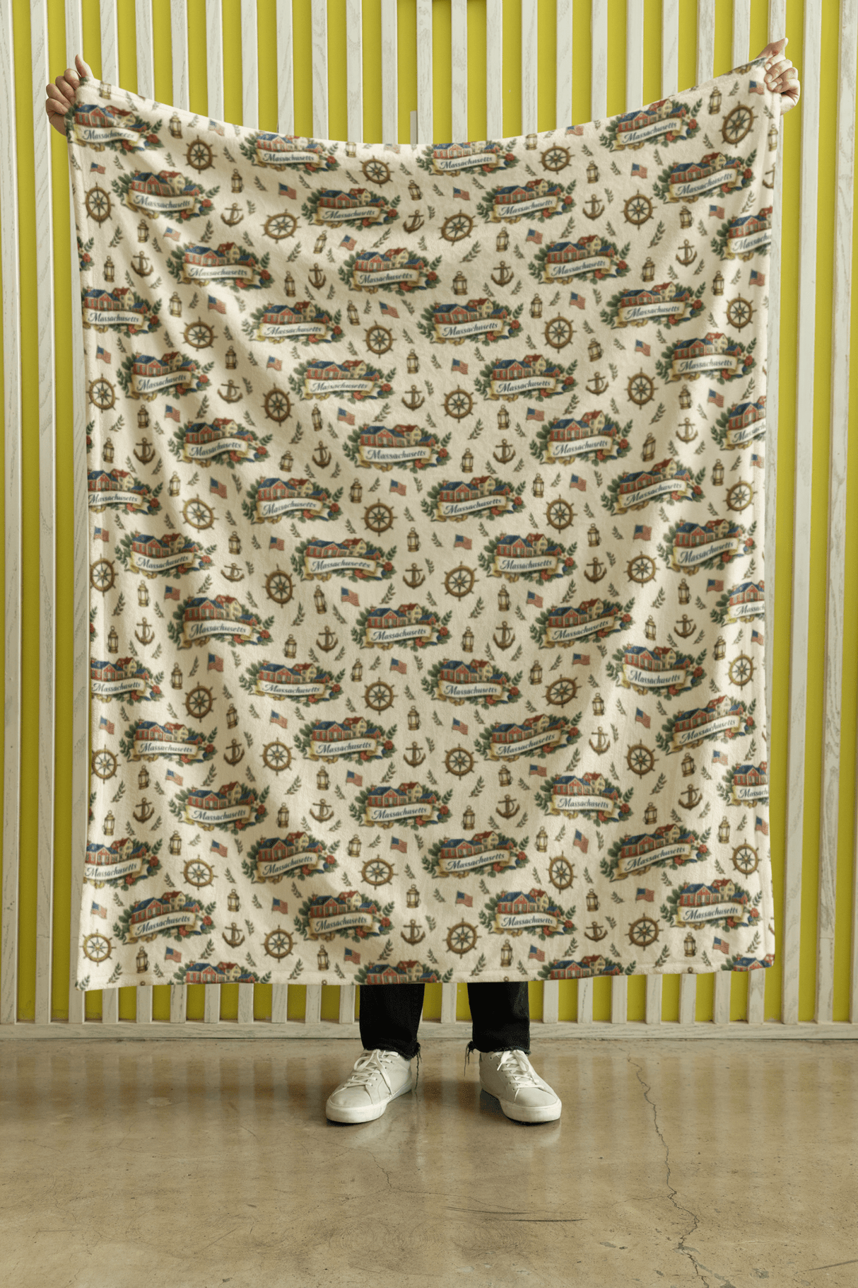 Massachusetts Historic Harbor Sherpa Blanket - London Penny Gift Wrap