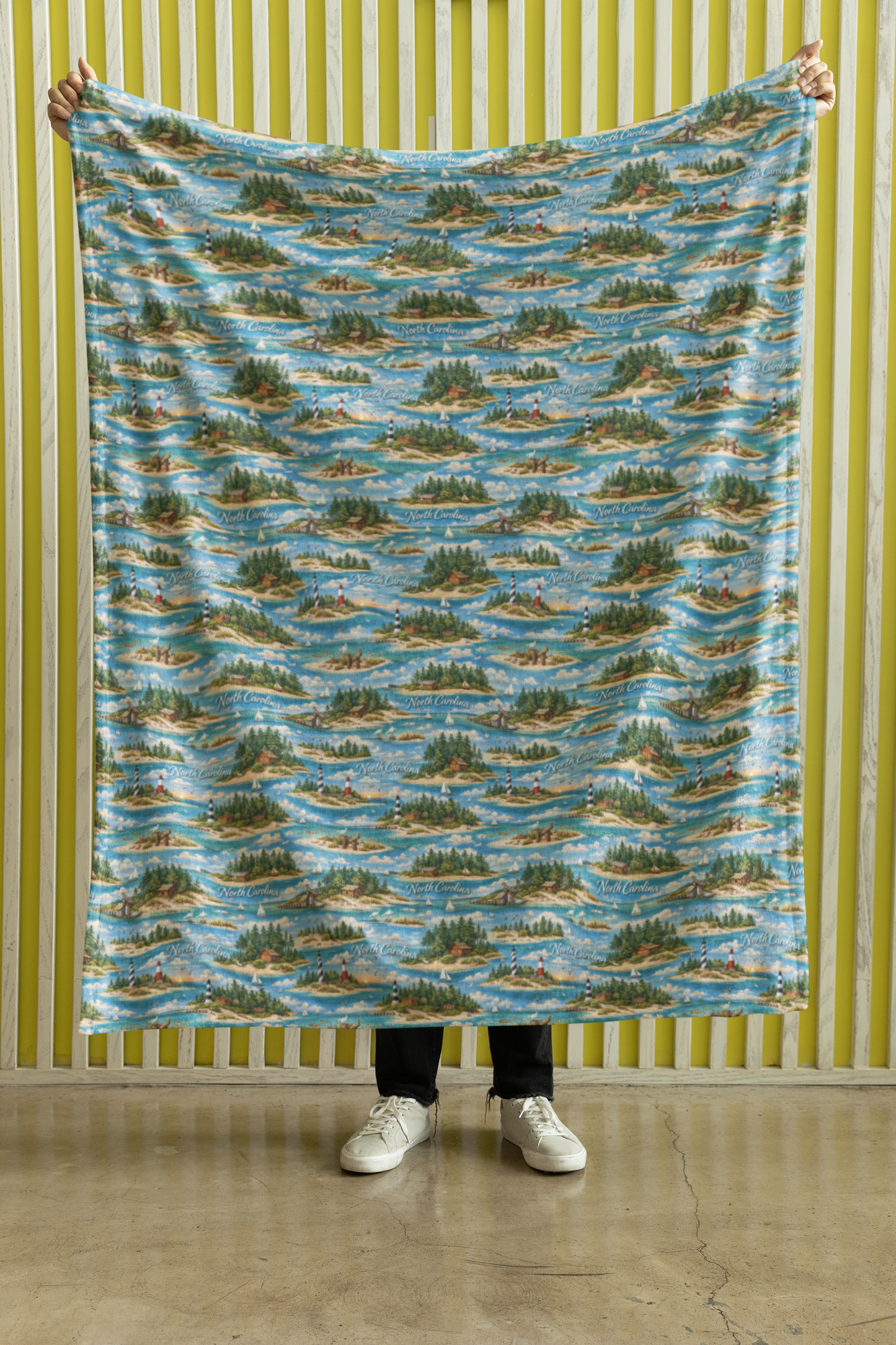 North Carolina Coastal & Pine Sherpa Blanket