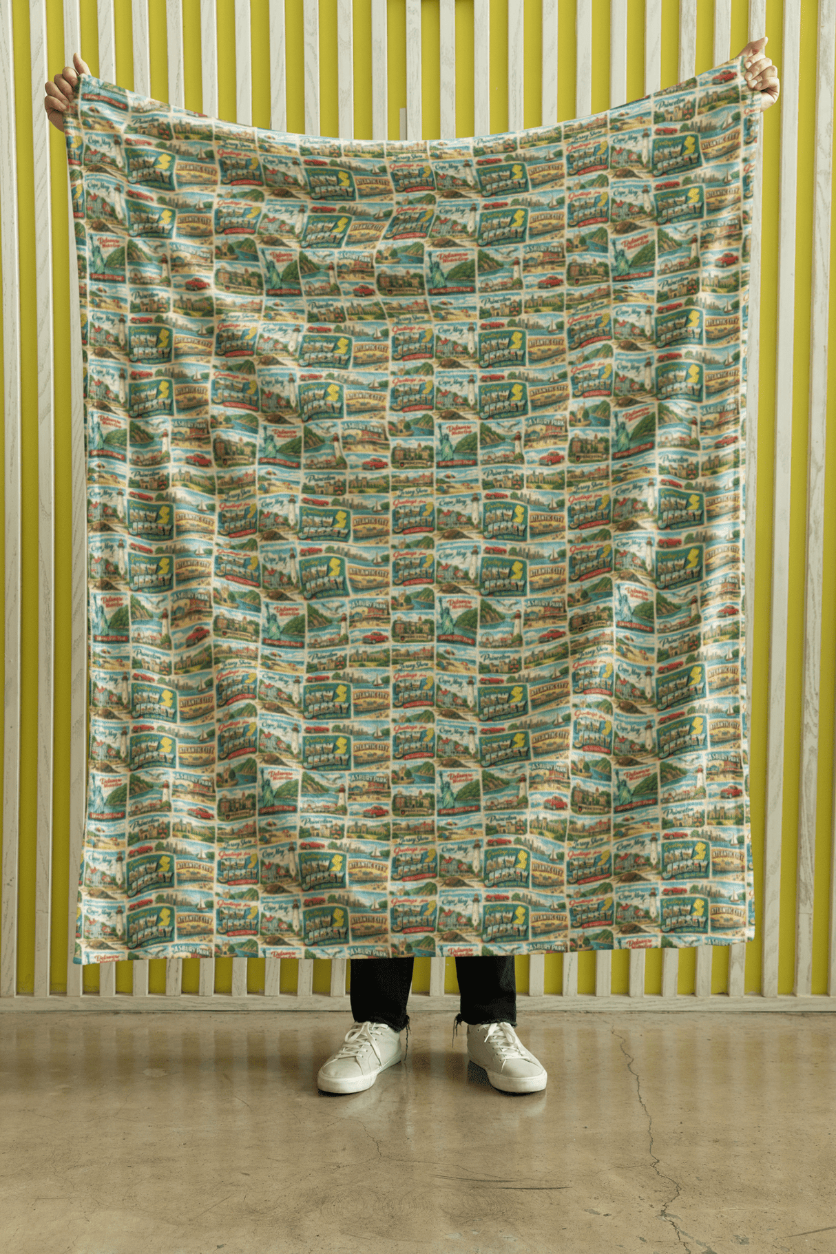 New Jersey Postcard Memories Sherpa Blanket - London Penny Gift Wrap