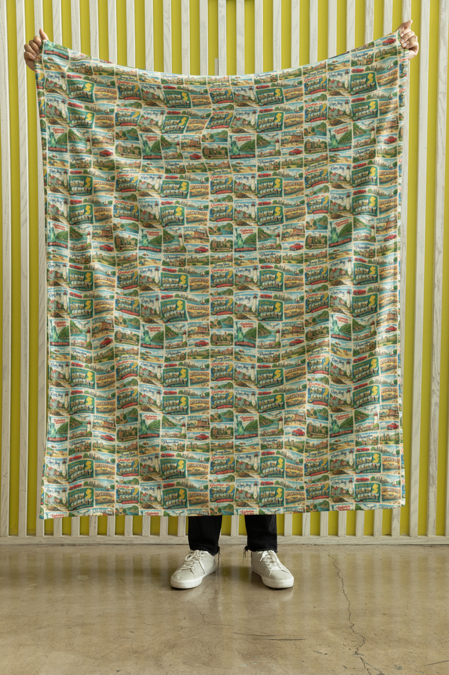 New Jersey Postcard Memories Sherpa Blanket