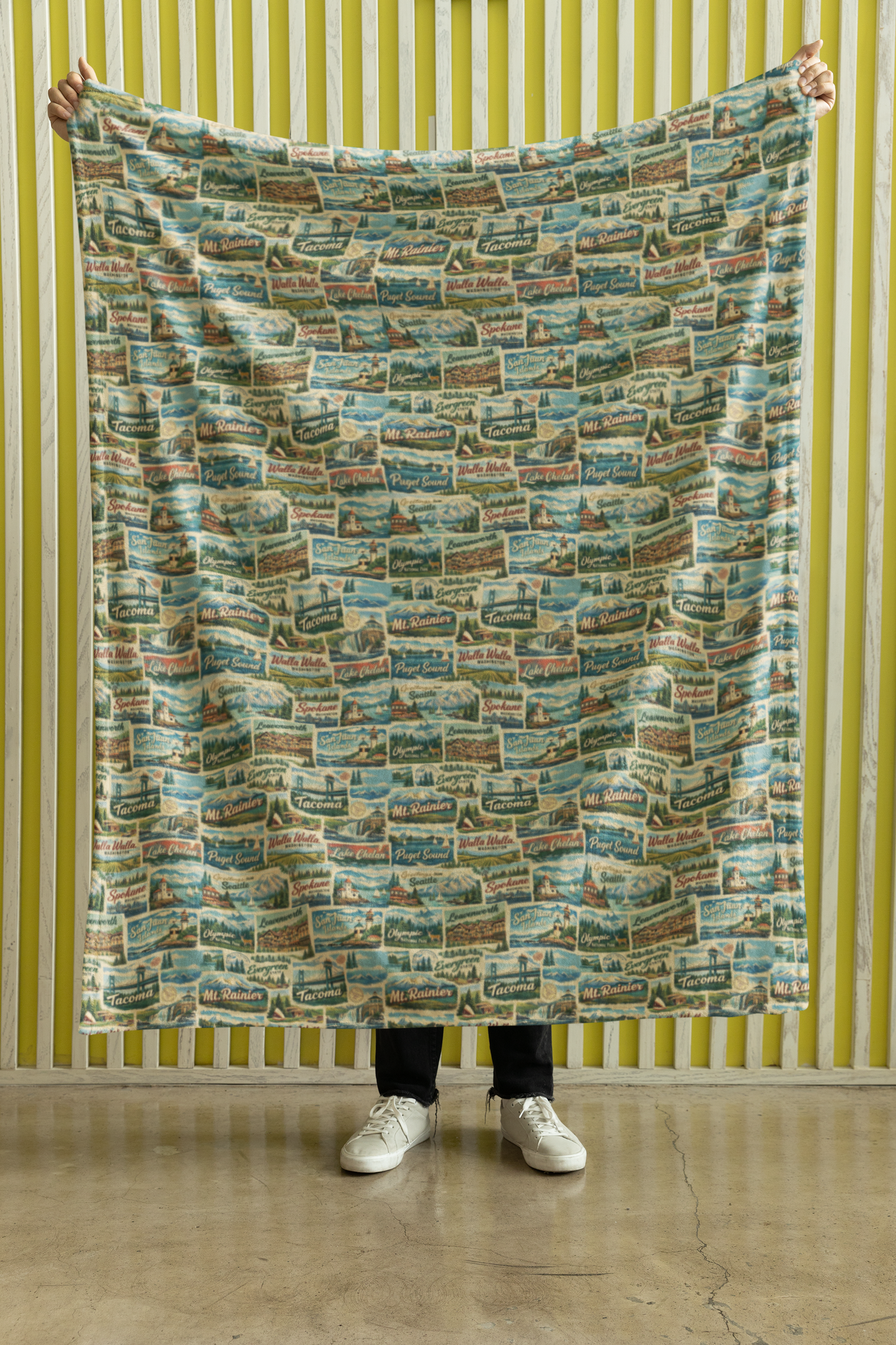 Washington Postcard Memories Sherpa Blanket