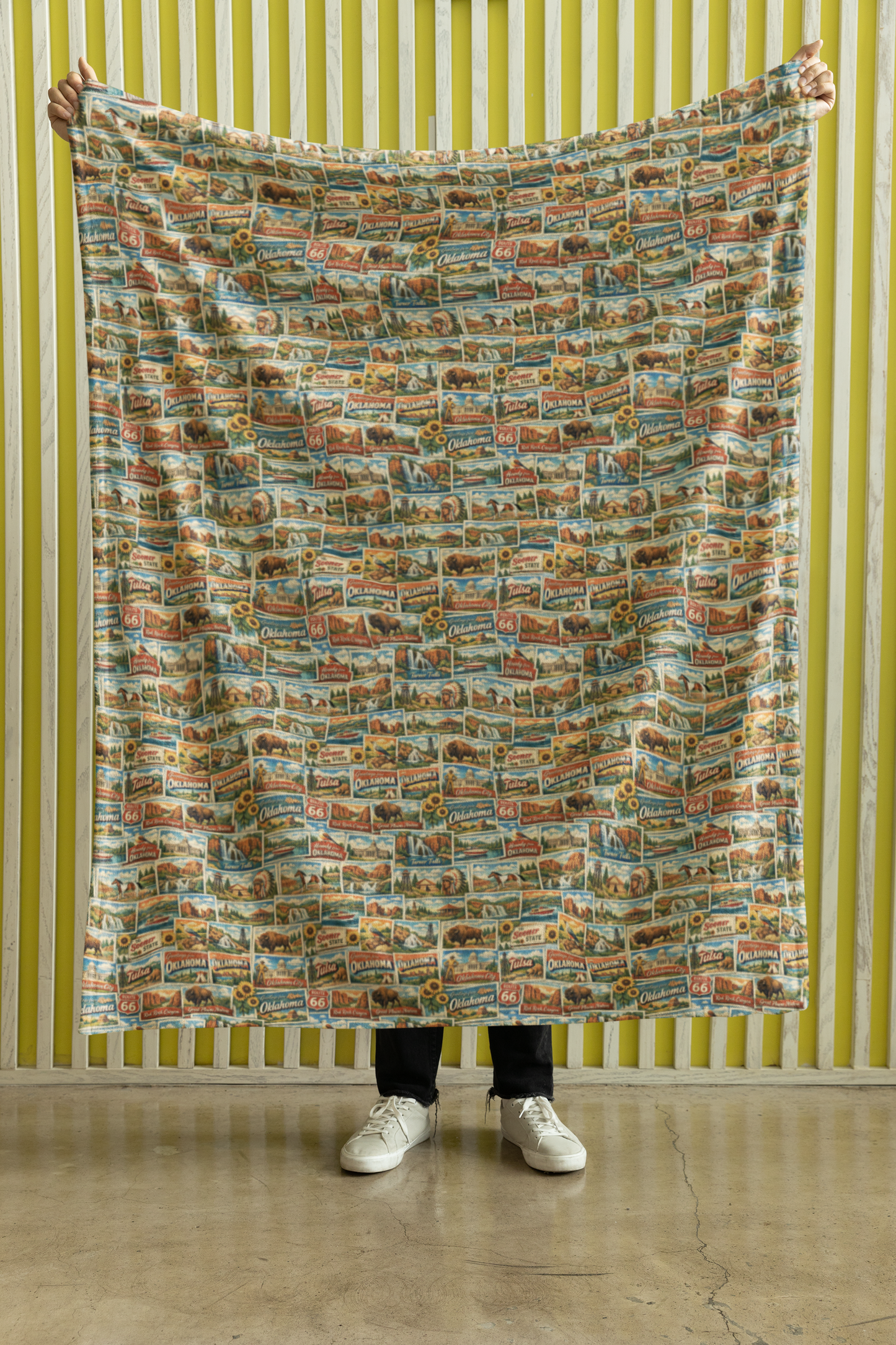 Oklahoma Postcard Memories Sherpa Blanket