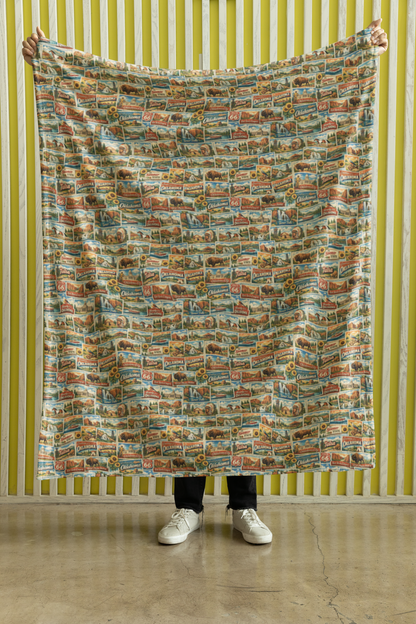 Oklahoma Postcard Memories Sherpa Blanket